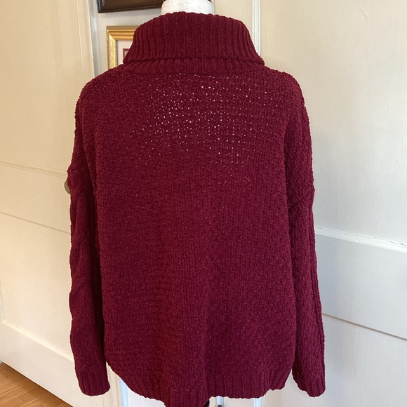 ASOS Cranberry Red Chenille Chunky Turtleneck Sweater Sz XL - Picture 5 of 7